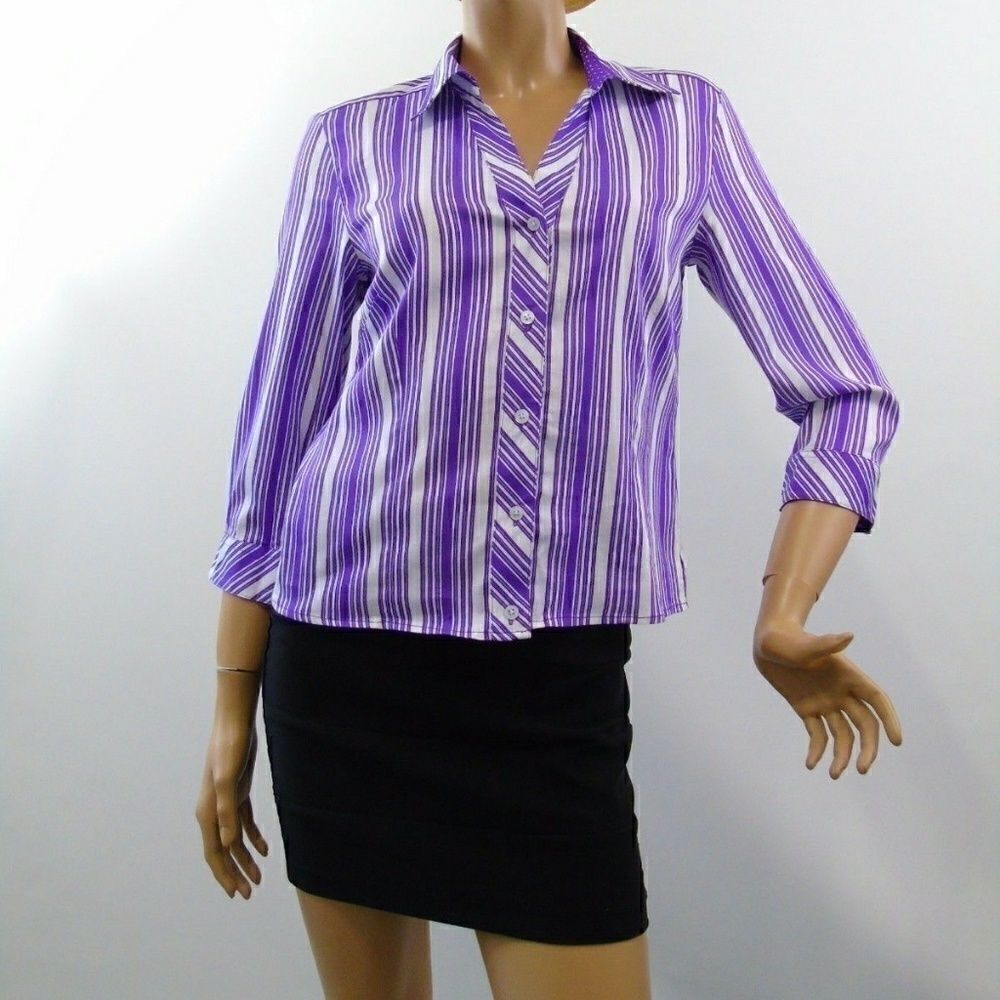 Chico's Purple Stripe Stretch Shirt